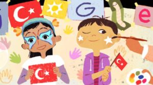 Google'dan 23 Nisan Ulusal Egemenlik ve Çocuk Bayramı için doodle